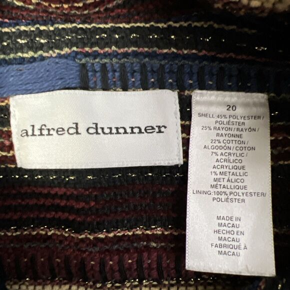 Vintage Alfred Dunner Striped Jacket 20 Western‎ Zip Boho Artsy Woven - Picture 2 of 6